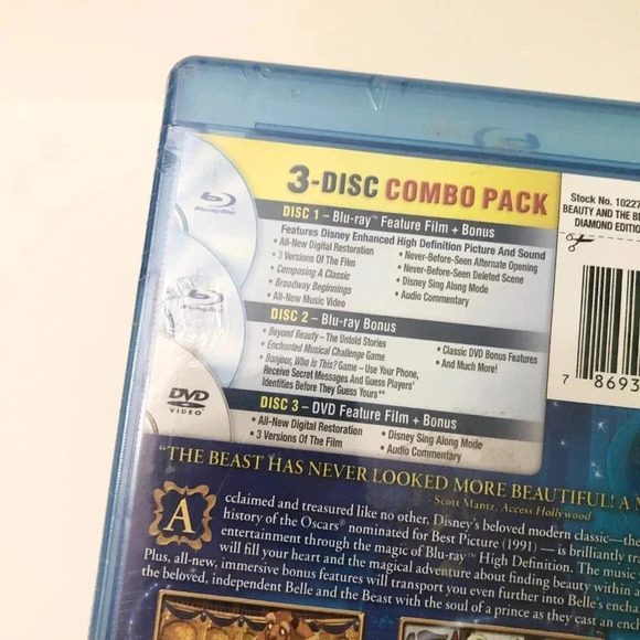 Beauty  and the Beast Blu-ray DVD 3 Disc Set Diamond Edition Sealed - Picture 11 of 13